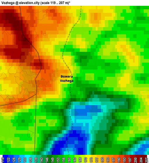 Zoom OUT 2x Vozhega, Russia elevation map