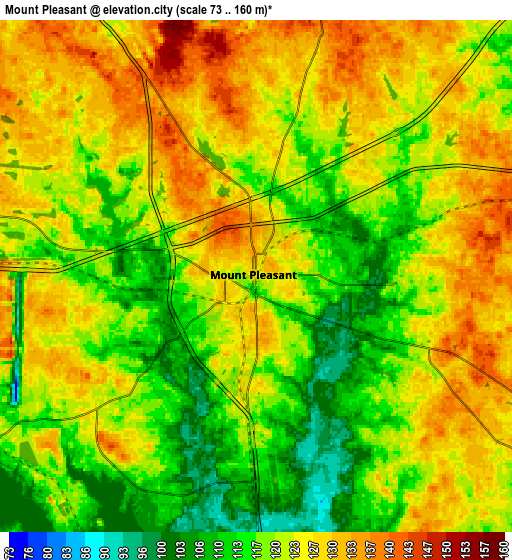 Zoom OUT 2x Mount Pleasant, United States elevation map