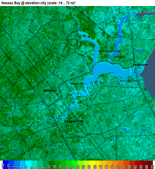 Zoom OUT 2x Nassau Bay, United States elevation map