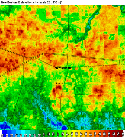 Zoom OUT 2x New Boston, United States elevation map