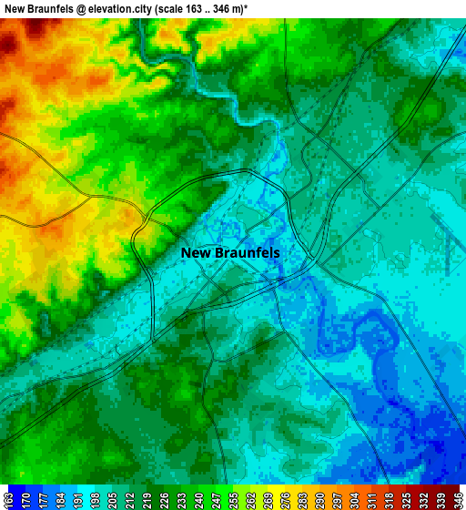 Zoom OUT 2x New Braunfels, United States elevation map