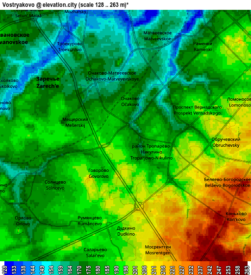 Zoom OUT 2x Vostryakovo, Russia elevation map