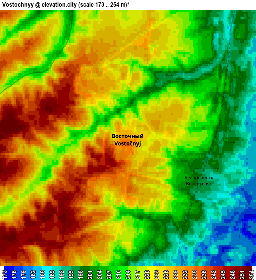 Zoom OUT 2x Vostochnyy, Russia elevation map