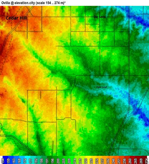 Zoom OUT 2x Ovilla, United States elevation map