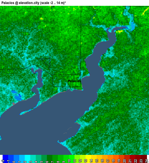 Zoom OUT 2x Palacios, United States elevation map