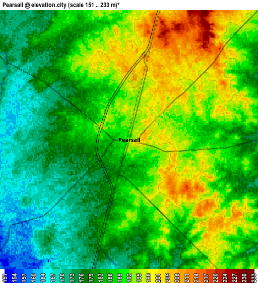 Zoom OUT 2x Pearsall, United States elevation map