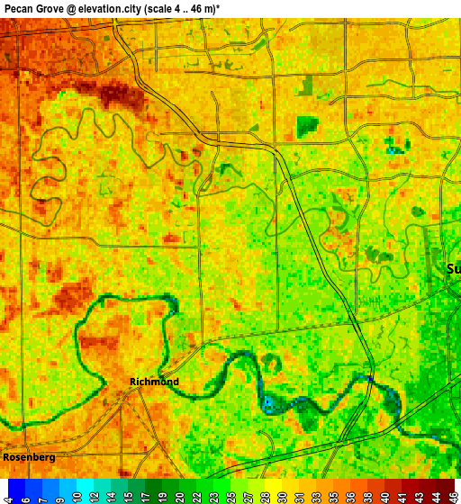 Zoom OUT 2x Pecan Grove, United States elevation map