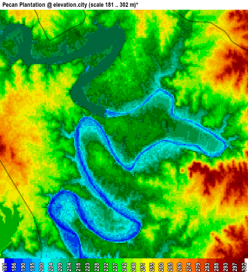 Zoom OUT 2x Pecan Plantation, United States elevation map