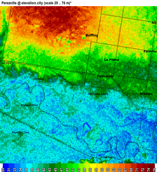 Zoom OUT 2x Perezville, United States elevation map