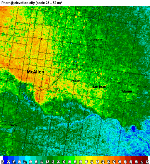 Zoom OUT 2x Pharr, United States elevation map
