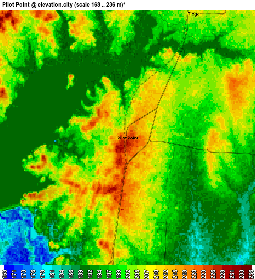 Zoom OUT 2x Pilot Point, United States elevation map