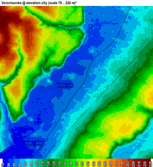 Zoom OUT 2x Vorontsovka, Russia elevation map