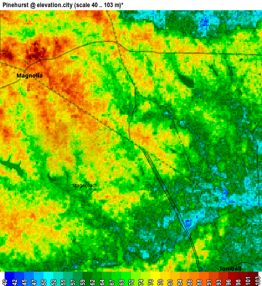 Zoom OUT 2x Pinehurst, United States elevation map