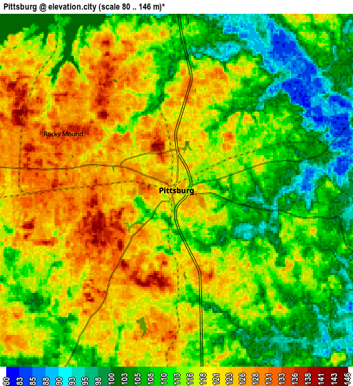 Zoom OUT 2x Pittsburg, United States elevation map