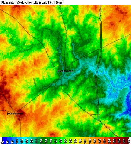 Zoom OUT 2x Pleasanton, United States elevation map