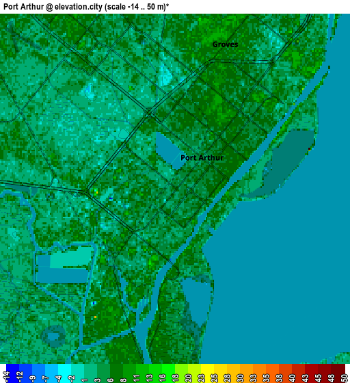 Zoom OUT 2x Port Arthur, United States elevation map