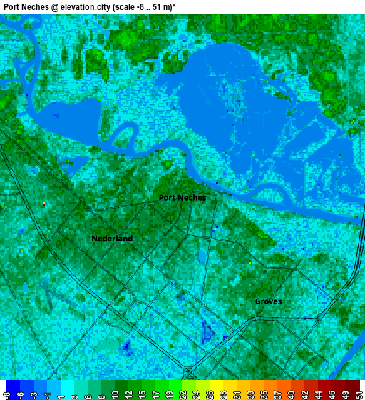 Zoom OUT 2x Port Neches, United States elevation map