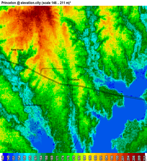 Zoom OUT 2x Princeton, United States elevation map