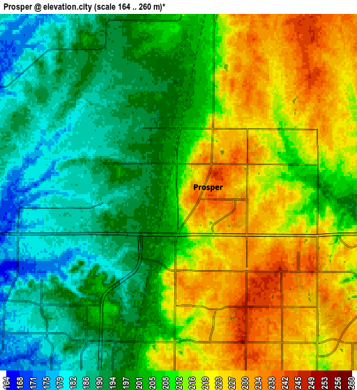 Zoom OUT 2x Prosper, United States elevation map