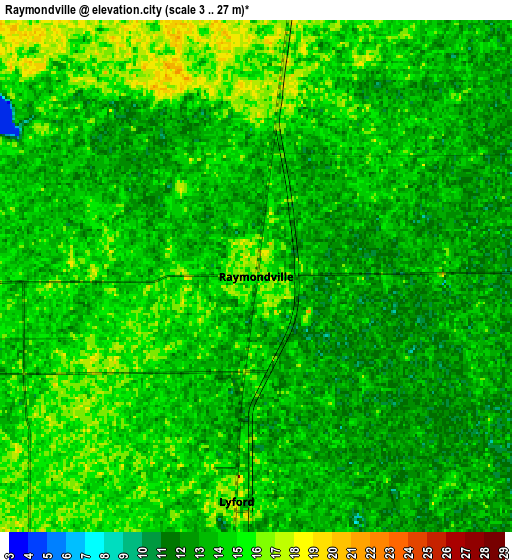 Zoom OUT 2x Raymondville, United States elevation map