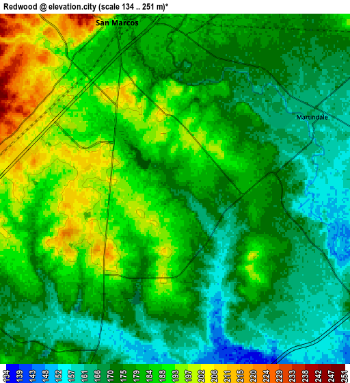 Zoom OUT 2x Redwood, United States elevation map