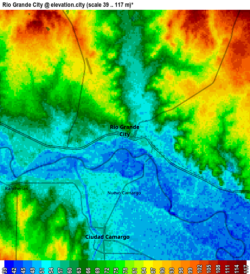 Zoom OUT 2x Rio Grande City, United States elevation map