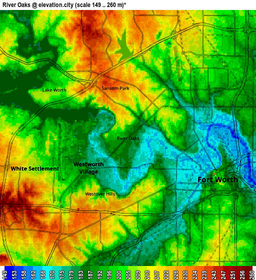Zoom OUT 2x River Oaks, United States elevation map