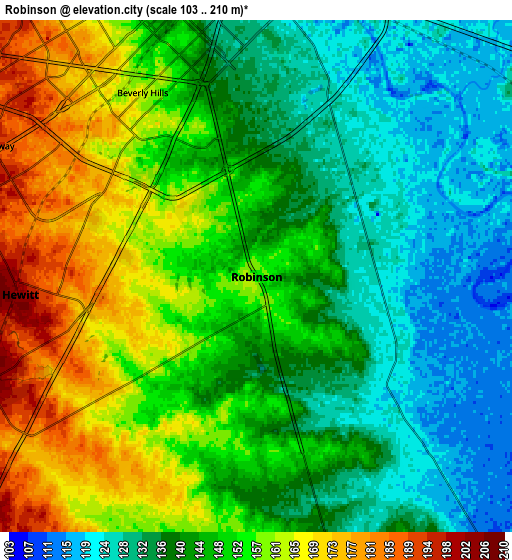 Zoom OUT 2x Robinson, United States elevation map