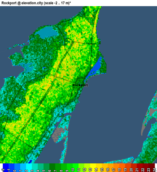 Zoom OUT 2x Rockport, United States elevation map