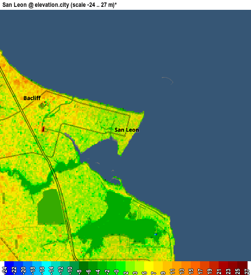 Zoom OUT 2x San Leon, United States elevation map