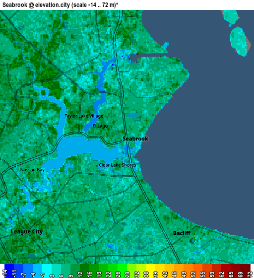 Zoom OUT 2x Seabrook, United States elevation map
