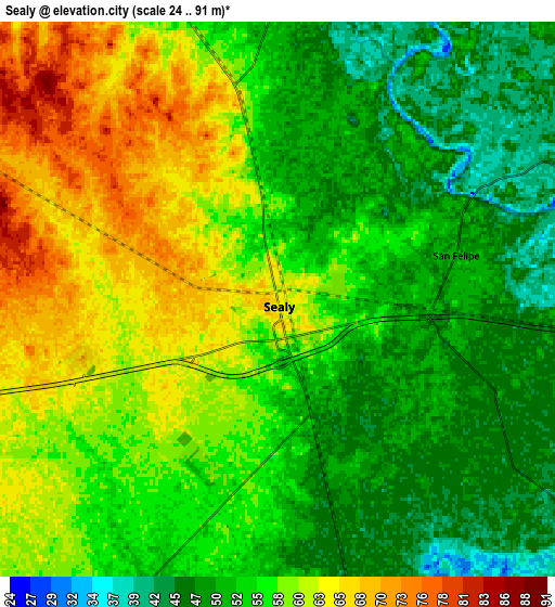 Zoom OUT 2x Sealy, United States elevation map