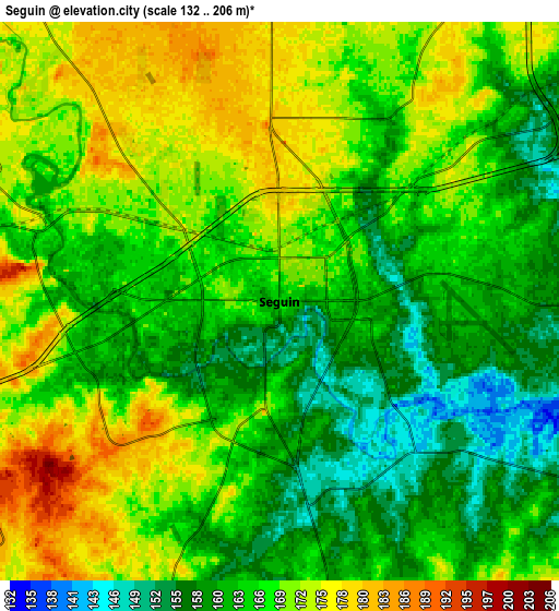 Zoom OUT 2x Seguin, United States elevation map