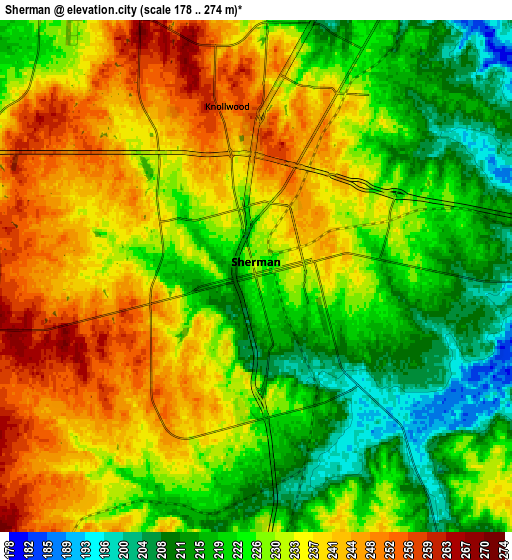 Zoom OUT 2x Sherman, United States elevation map