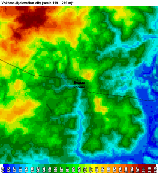 Zoom OUT 2x Vokhma, Russia elevation map