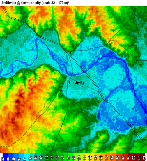 Zoom OUT 2x Smithville, United States elevation map