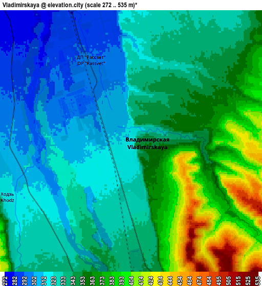 Zoom OUT 2x Vladimirskaya, Russia elevation map