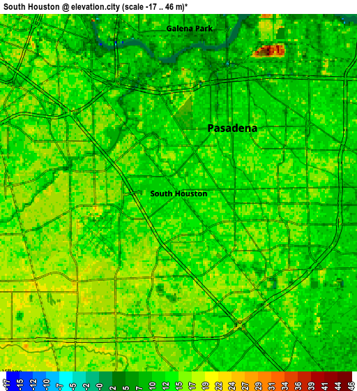 Zoom OUT 2x South Houston, United States elevation map