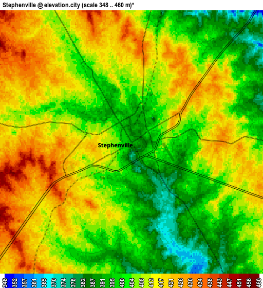 Zoom OUT 2x Stephenville, United States elevation map