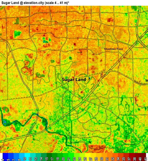 Zoom OUT 2x Sugar Land, United States elevation map