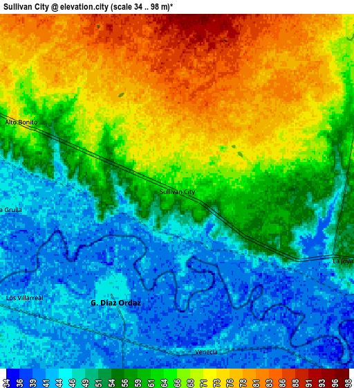 Zoom OUT 2x Sullivan City, United States elevation map