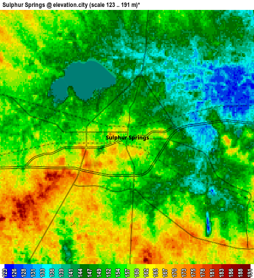 Zoom OUT 2x Sulphur Springs, United States elevation map