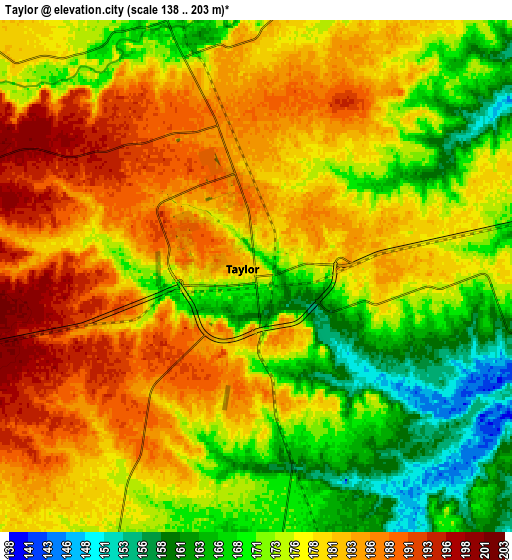 Zoom OUT 2x Taylor, United States elevation map