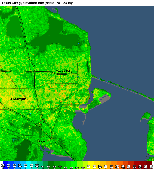 Zoom OUT 2x Texas City, United States elevation map