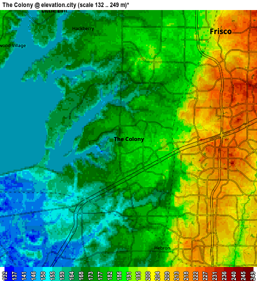 Zoom OUT 2x The Colony, United States elevation map