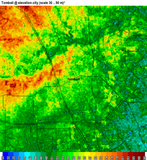 Zoom OUT 2x Tomball, United States elevation map