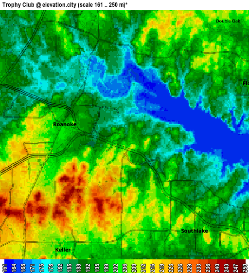 Zoom OUT 2x Trophy Club, United States elevation map