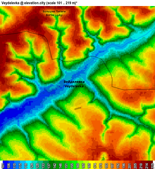 Zoom OUT 2x Veydelevka, Russia elevation map