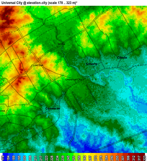 Zoom OUT 2x Universal City, United States elevation map