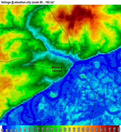 Zoom OUT 2x Vetluga, Russia elevation map